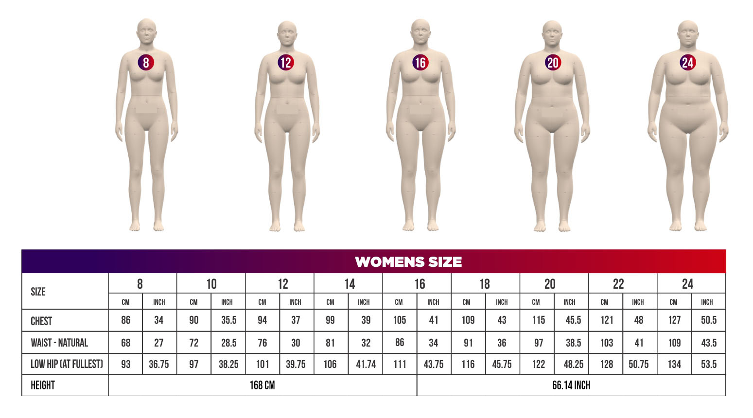 Ladies Soccer Size Chart