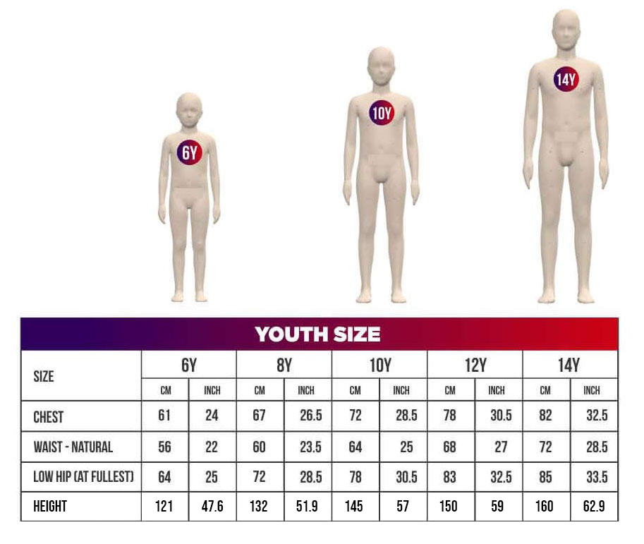 Youth Size Chart Soccer Jersey