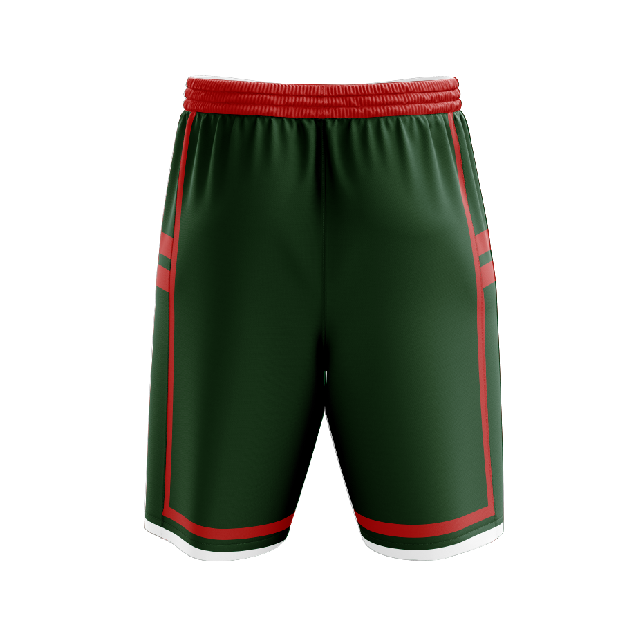 Green and hot sale red shorts