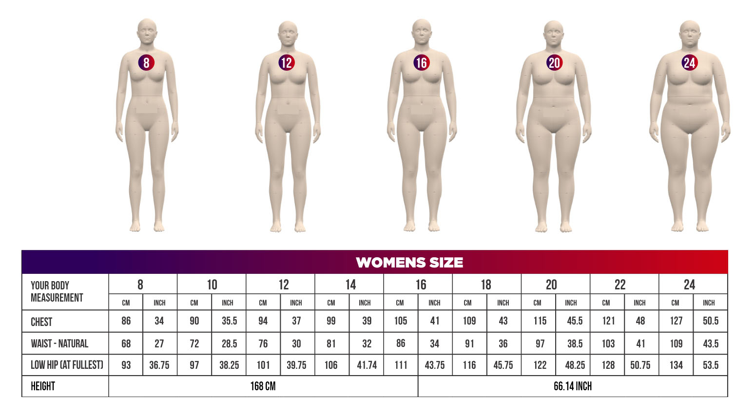 Ladies Soccer Size Chart Updated