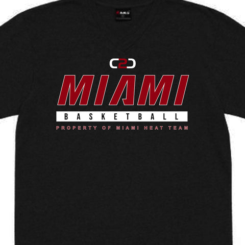 Miami Basketball Cotton V Neck Black Warm Up Shirt