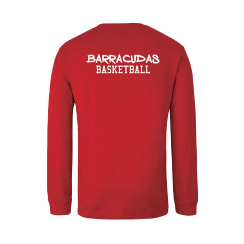 BDC Barracudas Adults LS Red Cotton Tee