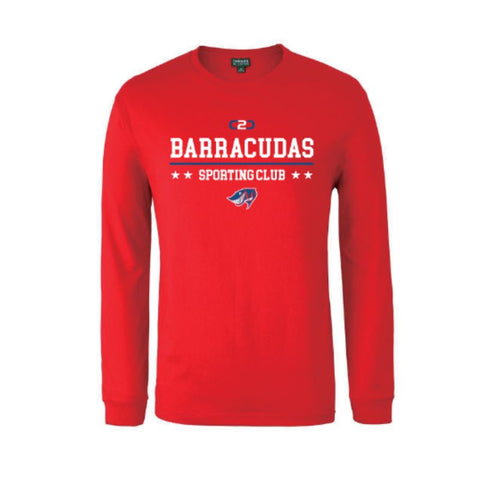 BDC Barracudas Adults LS Red Cotton Tee
