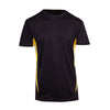Mens Accelerator Cool Dry T-shirt Design 1 Black Gold Front View
