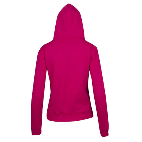 Ladies/Juniors Zipper Hoodies With Pocket Hot Pink Back View