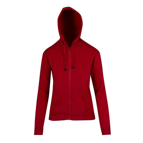 Ladies/Juniors Zipper Hoodies With Pocket Red Front View