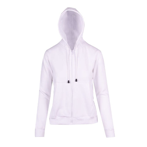 Ladies/Juniors Zipper Hoodies With Pocket White Front View