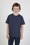 Kids Crew Neck Navy Marl T-Shirt Front