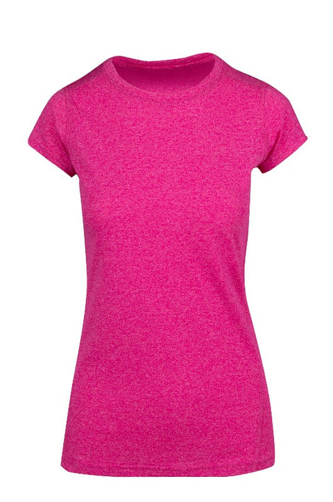 High Performance Short Sleeve Tee Ladies Hot Pink Front View