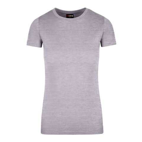 Ladies Cotton Round Tees Premiers Grey Marl Front View