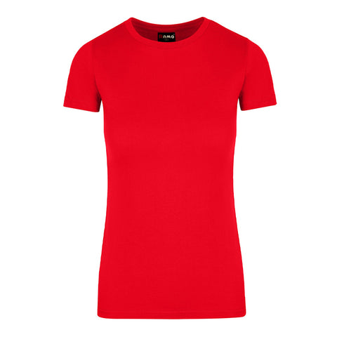  Ladies Cotton Round Tees End of Season Red Front View