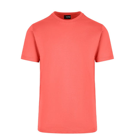Mens Cotton Round Tees Premiers Coral Red Front View