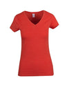 Ladies V-neck Red Marl Tee Front