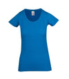Mens Raw Cotton Wave V Neck T-shirt Azure Front
