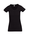 Ladies Raw Cotton Wave T-Shirt Black Front