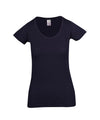 Mens Raw Cotton Wave V Neck T-shirt Navy Front