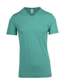 Mens Raw Cotton Wave V Neck T-shirt Fruit Green Front