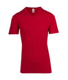 Mens Raw Cotton Wave V Neck T-shirt Red Front