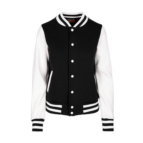 Varsity Jacket Ladies/Junior Black White Front View