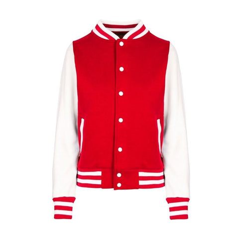 Varsity Jacket Ladies/Junior Red White Front View