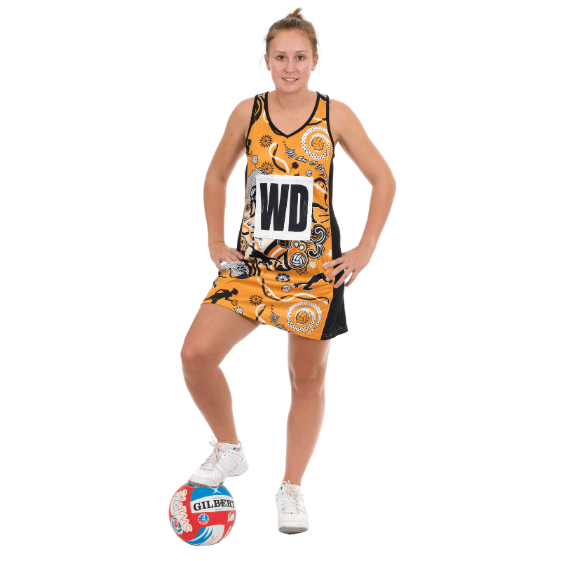 Netball Dress Black Netball Shorts Zest Netball Dress Gold/Black Coast  Coast Sports Australia