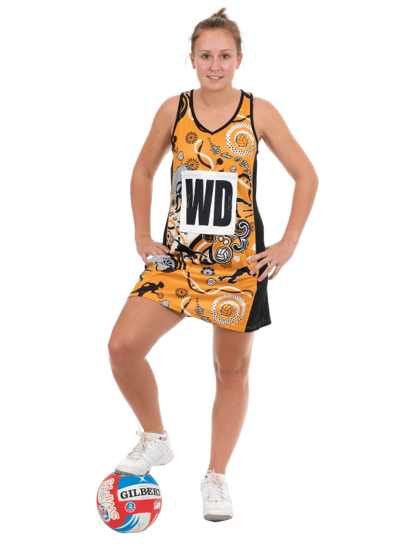 Stock Zest Netball Dress Gold/Black